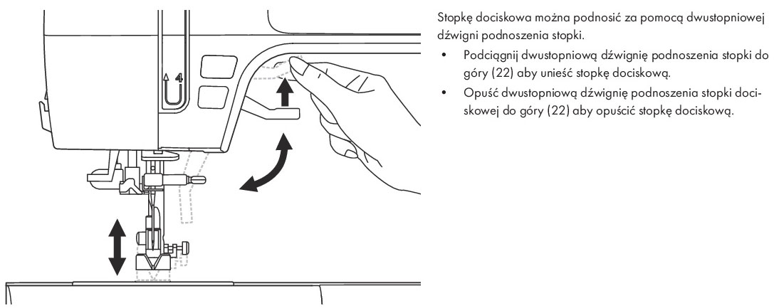 Używanie dwustopniowej dźwigni podnoszenia stopki